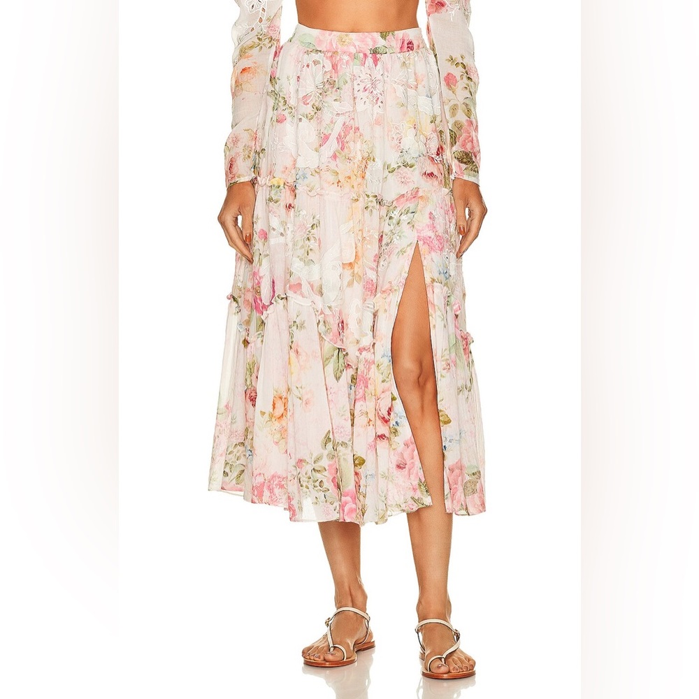 Hemant and nandita Anka midi skirt embroidered flowery